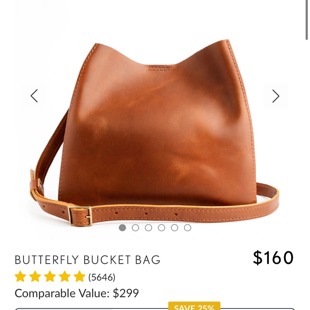 Portland Leather Butterfly Bucket Bag - Cognac Brown